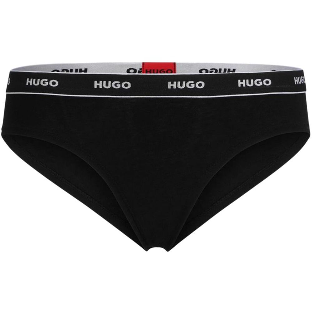 Hugo Womens/Ladies Mid Rise Briefs / Black/White
